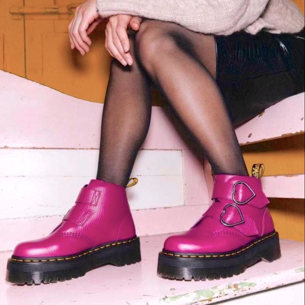 NEW DR MARTENS DEVON HEARD LEATHER PLATFORM BOOTS - Picture 2 of 12